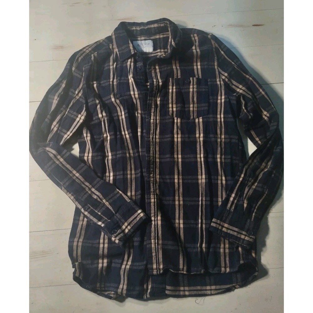 Vintage Re-Mastered Flannel Size Small Navy Tan‎ Plaid